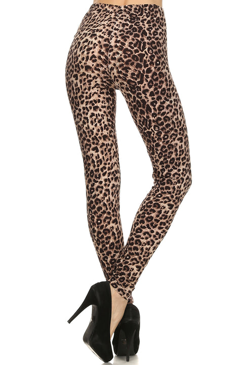 Women's Regular Brown Cheetah Animal Pattern Printed Leggings