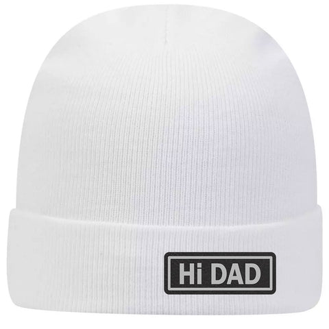 Hi Dad Leatherette Patch Superior Cotton Blend 12" Classic Knit Cuff Beanies for Men