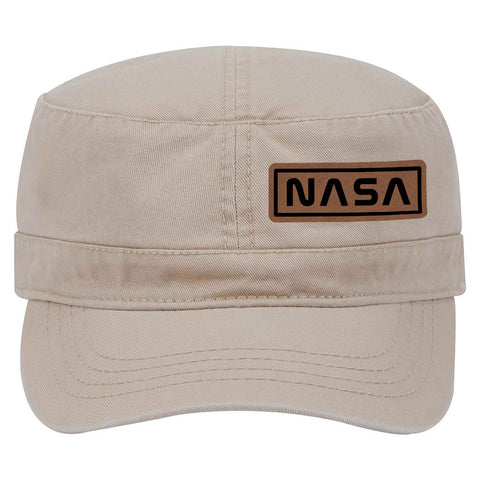 NASA Letter Leatherette Patch Garment Washed Superior Cotton Twill Military Hat for Men and Women