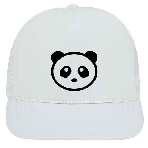 Giant Panda Suede Like Feel Textured Printed 5 Panel High Crown Foam Mesh Back Trucker Hat for Boys and Girls