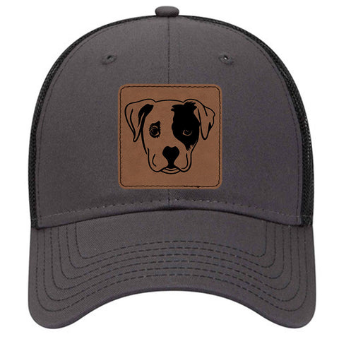 Puppy Dog Leatherette Patch 6 Panel Low Profile Mesh Back Trucker Hat - for Men and Women