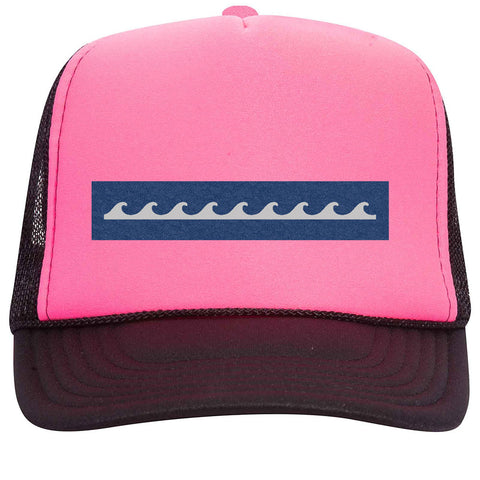 Wave Seamless Leatherette Neon 5 Panel High Crown Foam Mesh Back Trucker Hat - For Men and Women