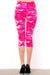 Women's Regular Pink Camouflage Army Printed Cropped Capri Leggings