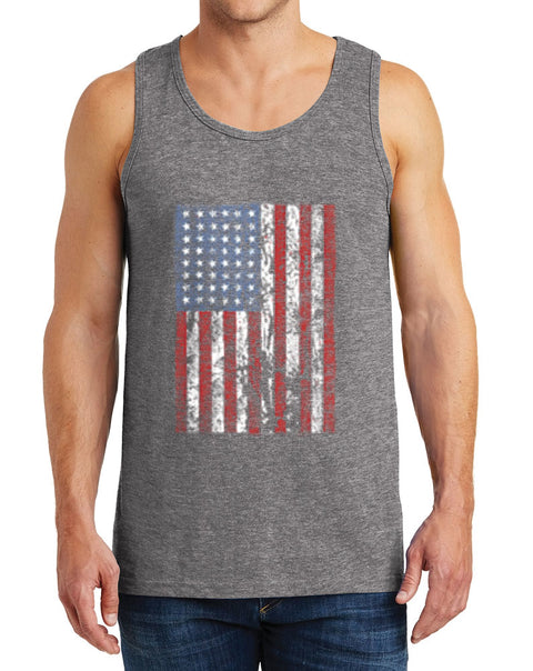 Men’s American Flag Distressed Heavy Cotton Tank Tops – XS ~ 3XL