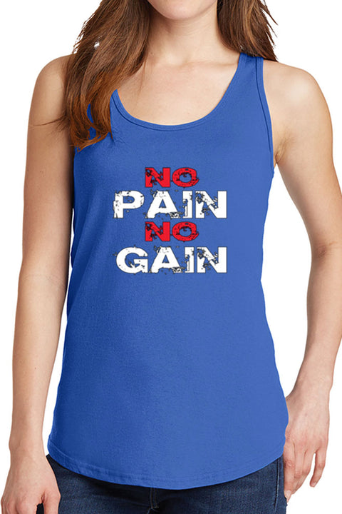 Women's No Pain No Gain Core Cotton Tank Tops -XS~4XL