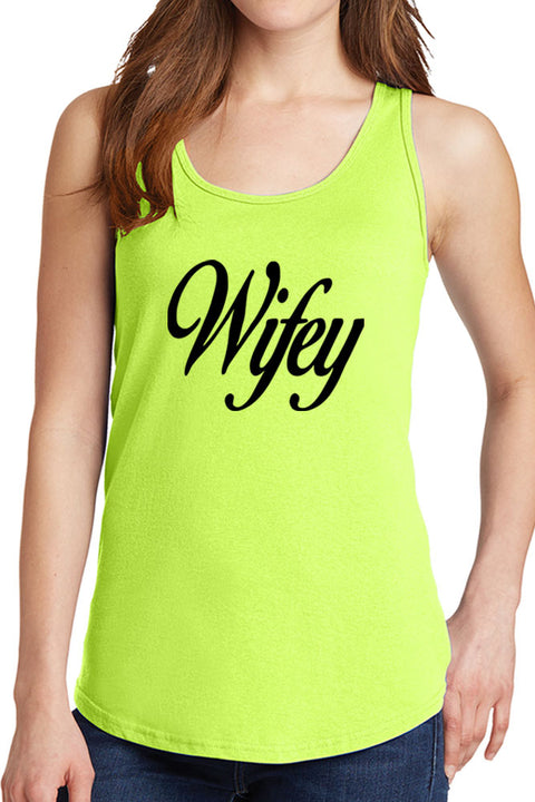 Women's Wifey with Cursive Core Cotton Tank Tops -XS~4XL