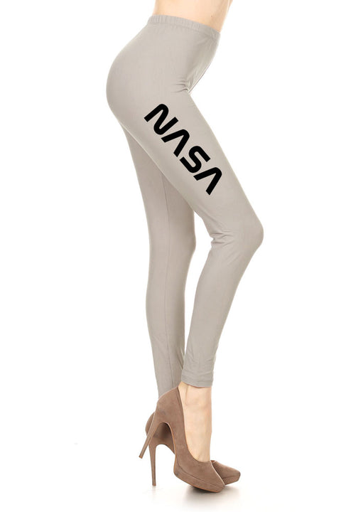 Women's NASA Letter Printed Leggings for Regular Plus 3X5X …