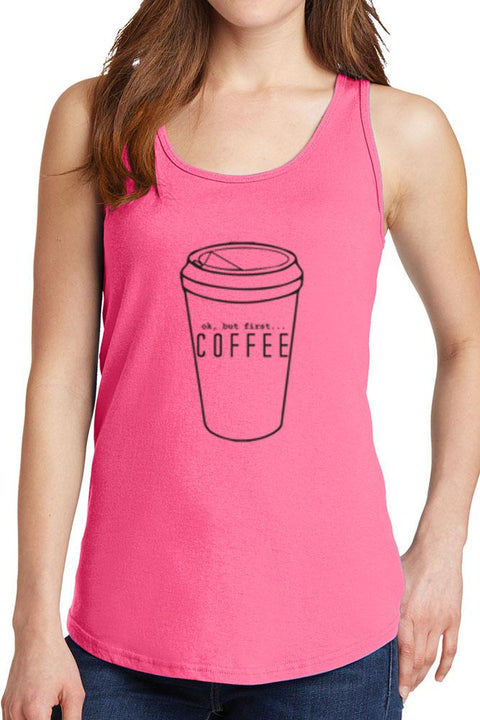 Women's Ok But First Coffee Core Cotton Tank Tops -XS~4XL