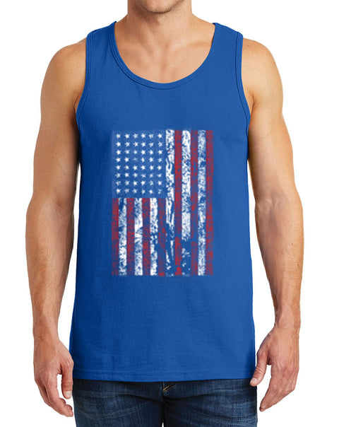 Men’s American Flag Distressed Heavy Cotton Tank Tops – XS ~ 3XL