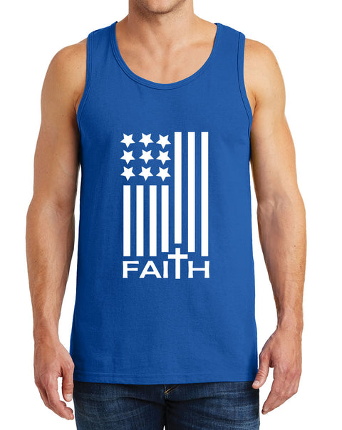 Men’s American Flag with Faith Design Heavy Cotton Tank Tops – XS ~ 3XL