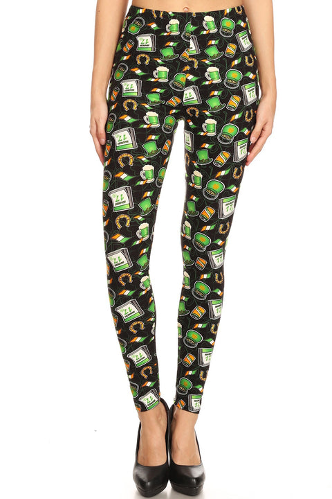 Women's Regular Saint Patrick's Day Theme Pattern Printed Leggings