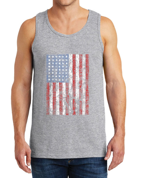 Men’s American Flag Distressed Heavy Cotton Tank Tops – XS ~ 3XL