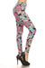 Women's Regular Abstract Sugar Skulls Pattern Print Leggings - Pink Blue