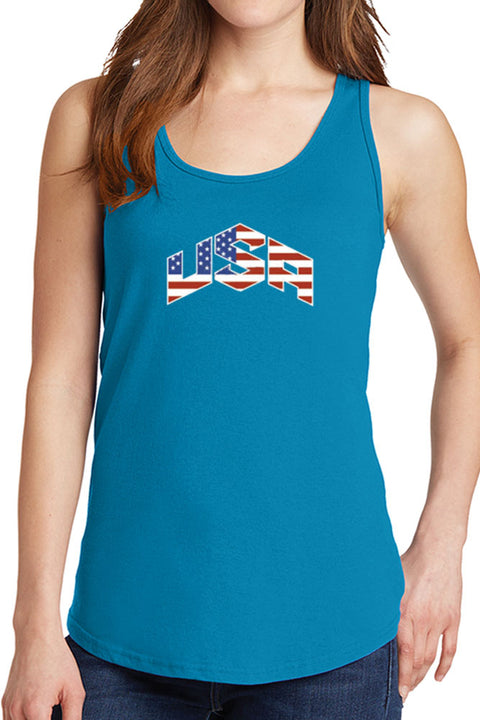 Women's USA with American Flag Core Cotton Tank Tops -XS~4XL