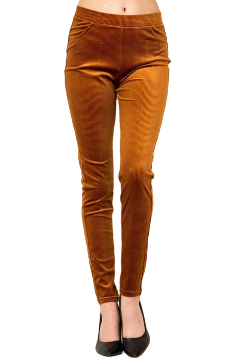 Women’s Regular Solid Color Single Layer Corduroy Back Pocket Pants