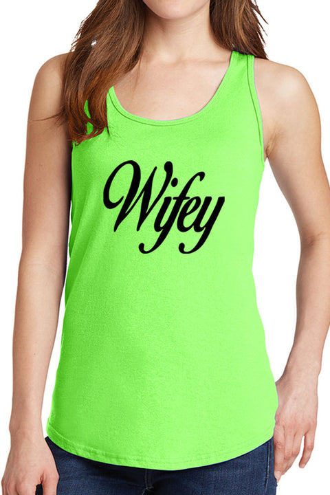 Women's Wifey with Cursive Core Cotton Tank Tops -XS~4XL