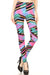 Women's Plus Feather Stripe Pattern Printed Leggings - Pink Blue