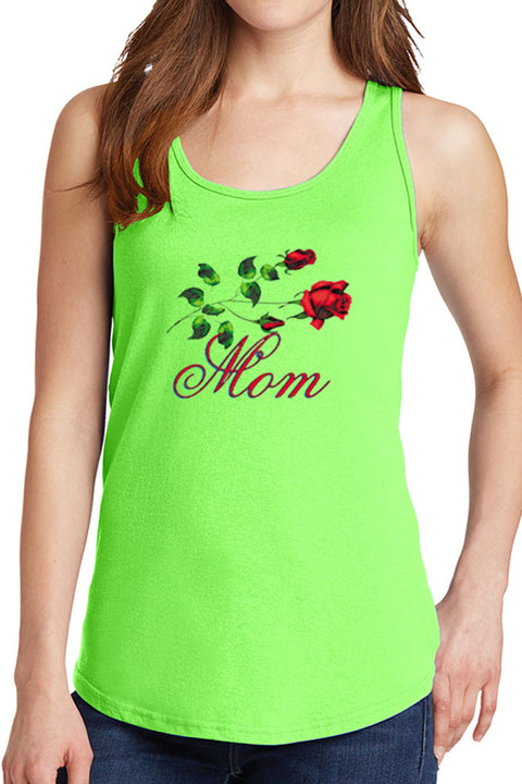 Women's Mom with Roses Core Cotton Tank Tops -XS~4XL