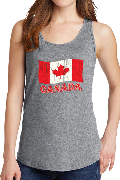 Women's Canadian Flag Red and White Core Cotton Tank Tops -XS~4XL