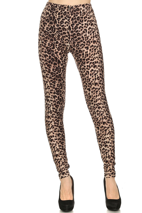 Women's Regular Brown Cheetah Animal Pattern Printed Leggings