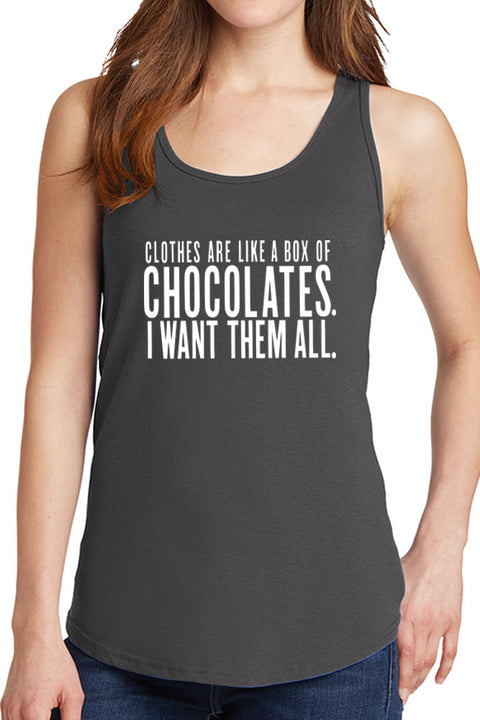 Women's Clothes are Like Chocolate Core Cotton Tank Tops -XS~4XL