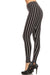 Women's Plus Vertical Thick Striped Pattern Print Leggings - Black White