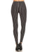 Women's Regular Vertical Thick Striped Pattern Print Leggings - Black White