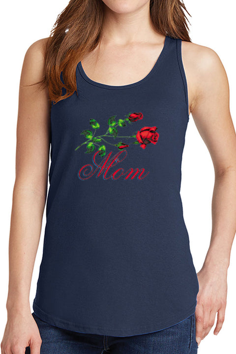 Women's Mom with Roses Core Cotton Tank Tops -XS~4XL