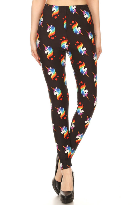 Women's Plus Rainbow Unicorn Pattern Printed Leggings