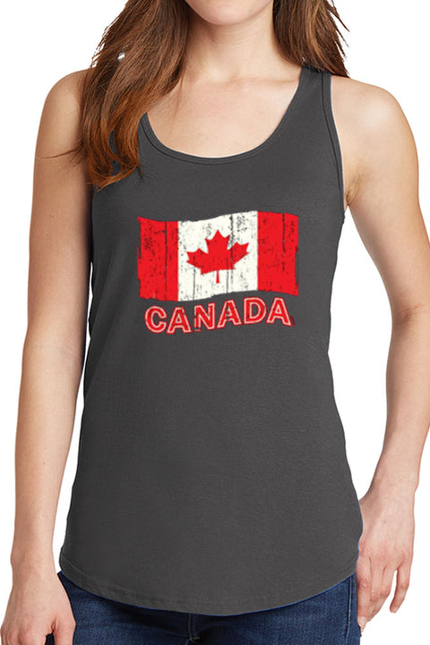Women's Canadian Flag Red and White Core Cotton Tank Tops -XS~4XL