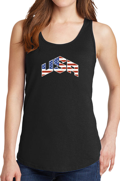 Women's USA with American Flag Core Cotton Tank Tops -XS~4XL