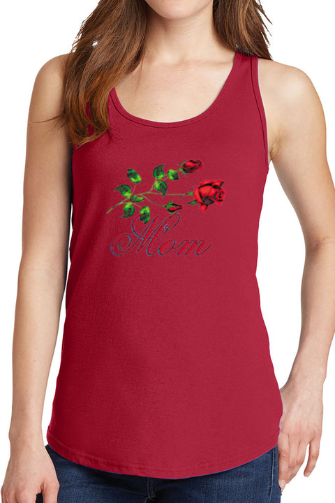 Women's Mom with Roses Core Cotton Tank Tops -XS~4XL