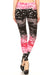 Women's Plus Butterfly Ombre Pattern Printed Leggings - Black Pink