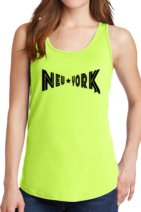 Women's New York with Star Design Core Cotton Tank Tops -XS~4XL