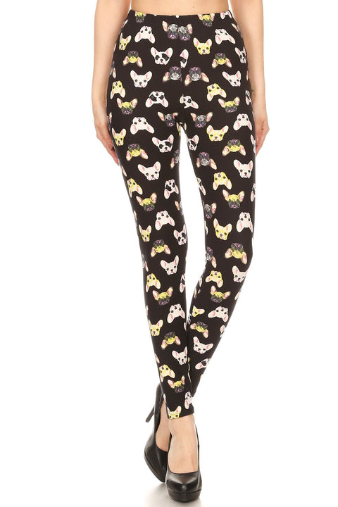 Women's Regular French Bulldog Animal Pattern Printed Leggings