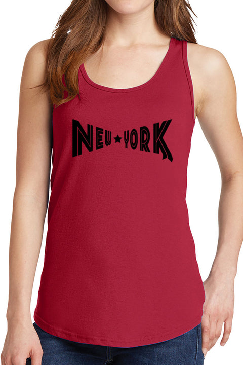 Women's New York with Star Design Core Cotton Tank Tops -XS~4XL