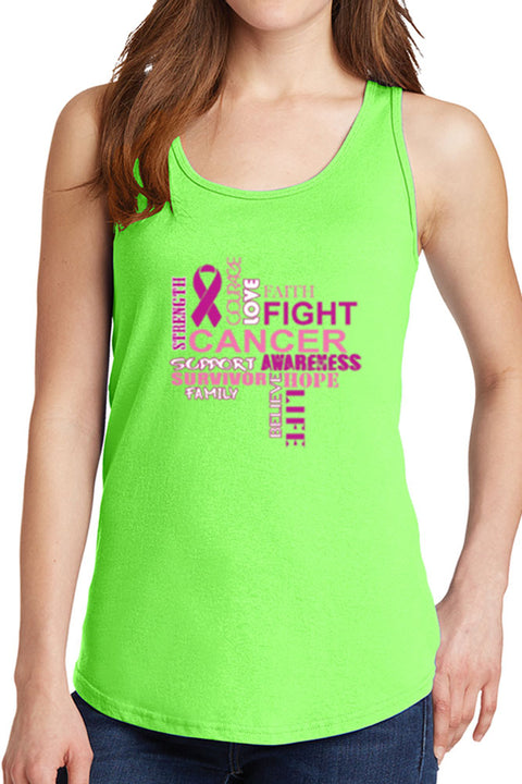 Women's Fight Breast Cancer Awareness Core Cotton Tank Tops -XS~4XL