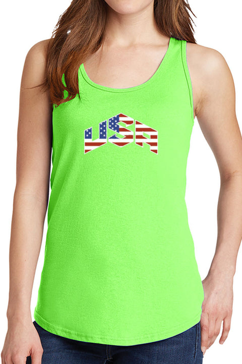 Women's USA with American Flag Core Cotton Tank Tops -XS~4XL