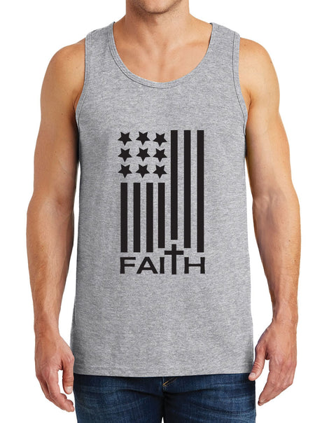 Men’s American Flag with Faith Design Heavy Cotton Tank Tops – XS ~ 3XL