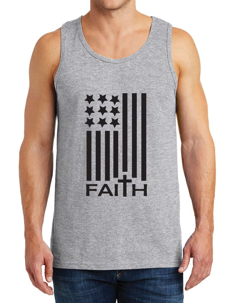 Men’s American Flag with Faith Design Heavy Cotton Tank Tops – XS ~ 3XL
