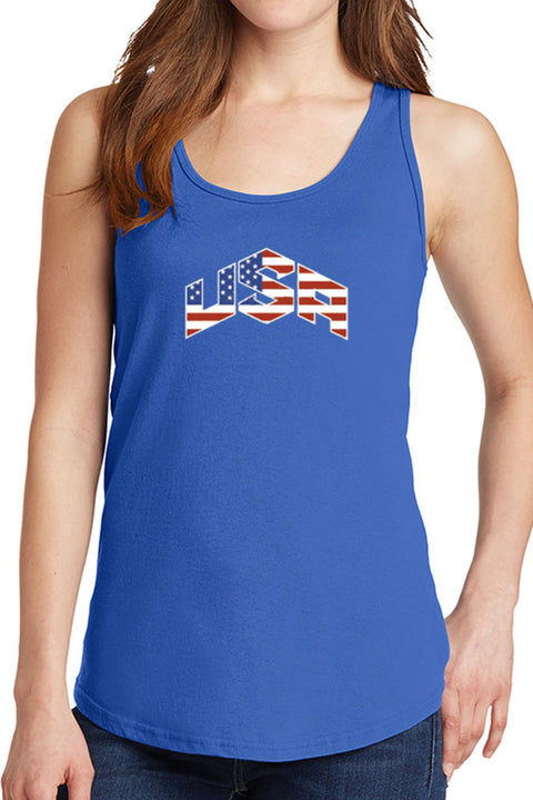 Women's USA with American Flag Core Cotton Tank Tops -XS~4XL