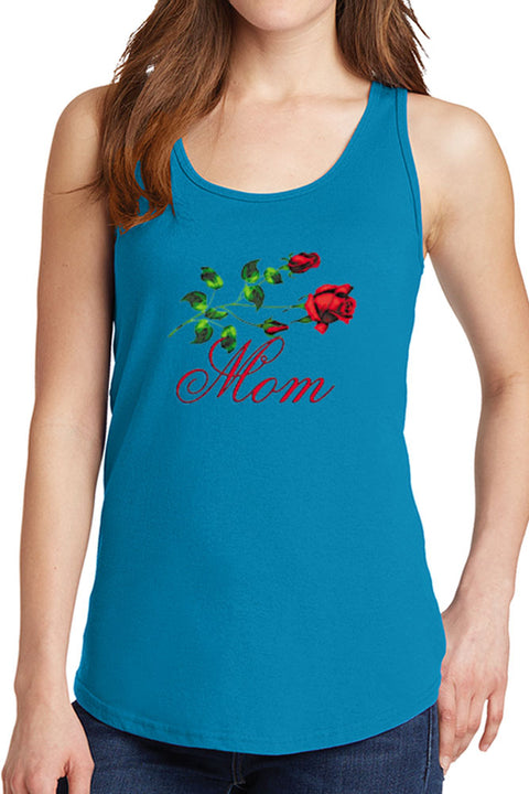 Women's Mom with Roses Core Cotton Tank Tops -XS~4XL