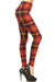 Women's 3 X 5X Red Mustard Plaid Pattern Printed Leggings
