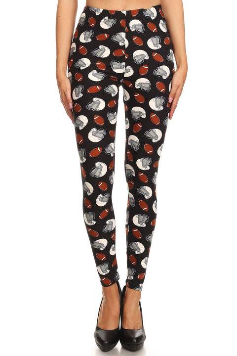 Women's Regular Football Helmet Pattern Printed Leggings