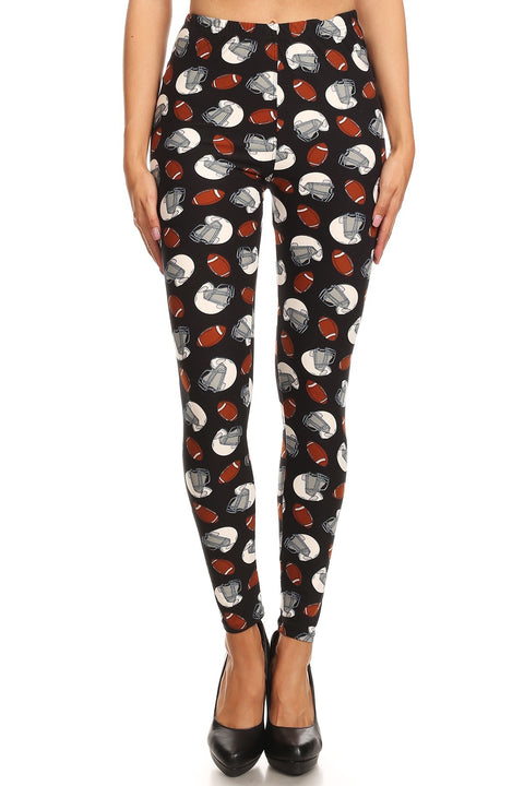 Women's 3X 5X Football Helmet Pattern Printed Leggings