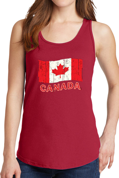 Women's Canadian Flag Red and White Core Cotton Tank Tops -XS~4XL