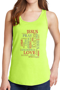 Women's Pray, Jesus, Love Text Core Cotton Tank Tops -XS~4XL
