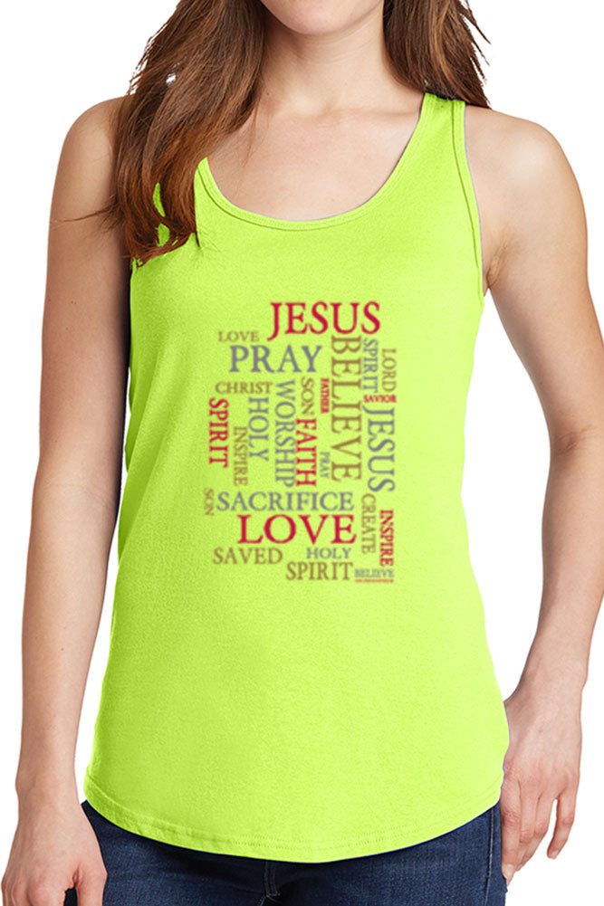Women's Pray, Jesus, Love Text Core Cotton Tank Tops -XS~4XL– iZZYZX