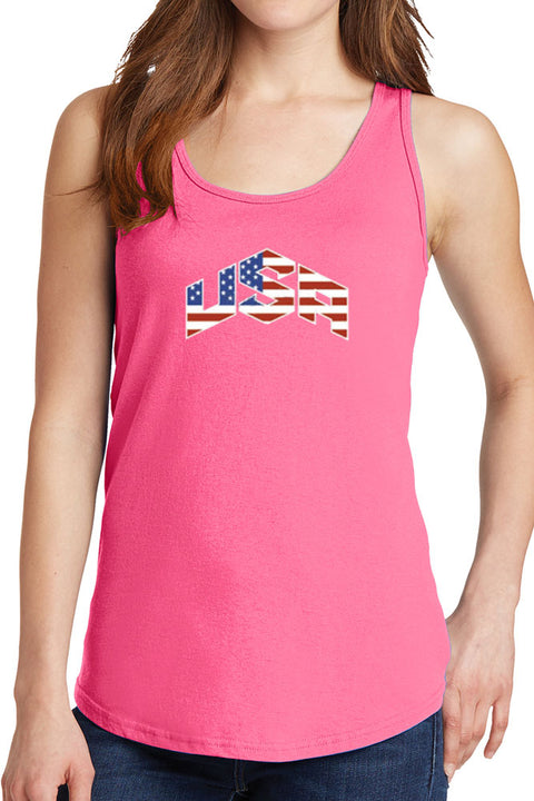 Women's USA with American Flag Core Cotton Tank Tops -XS~4XL