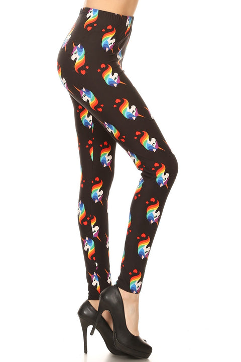 Women's Plus Rainbow Unicorn Pattern Printed Leggings